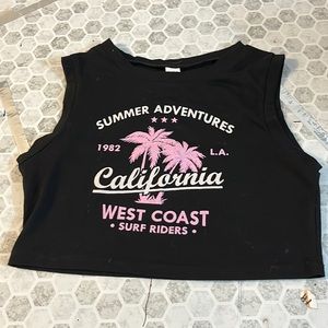 Romwe Small Black Summer Adventures California Cropped Graphic Baby T Shirt